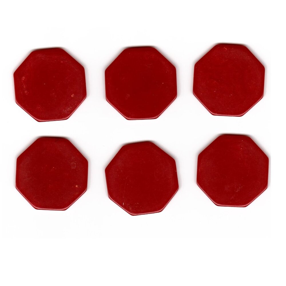 Red Marbled Bakelite Poker Chips Translucent Octagon 1.5” Vintage RARE